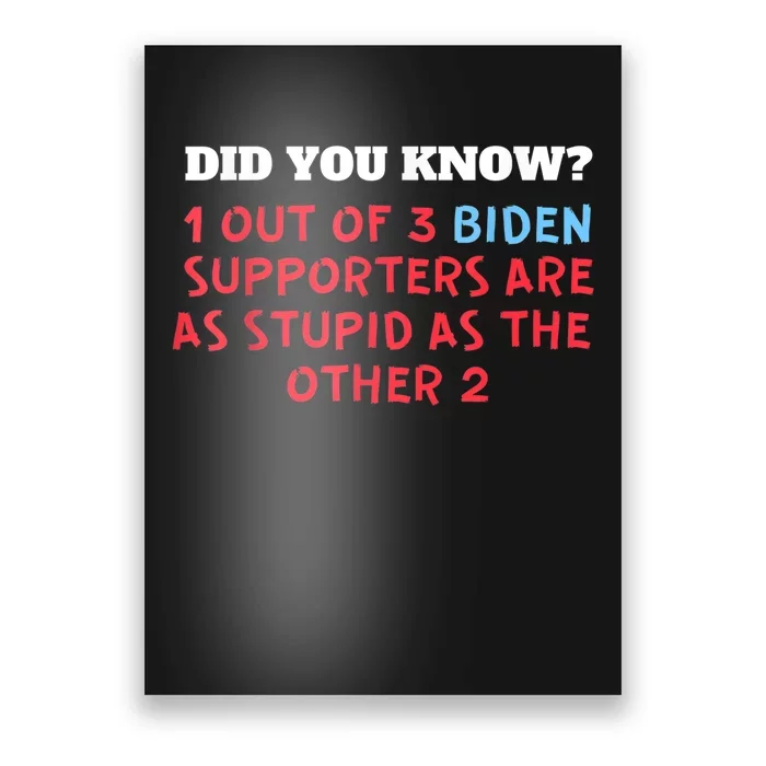 1 Out Of 3 Biden Supporters Are As Stupid As The Other 2 Tee Poster