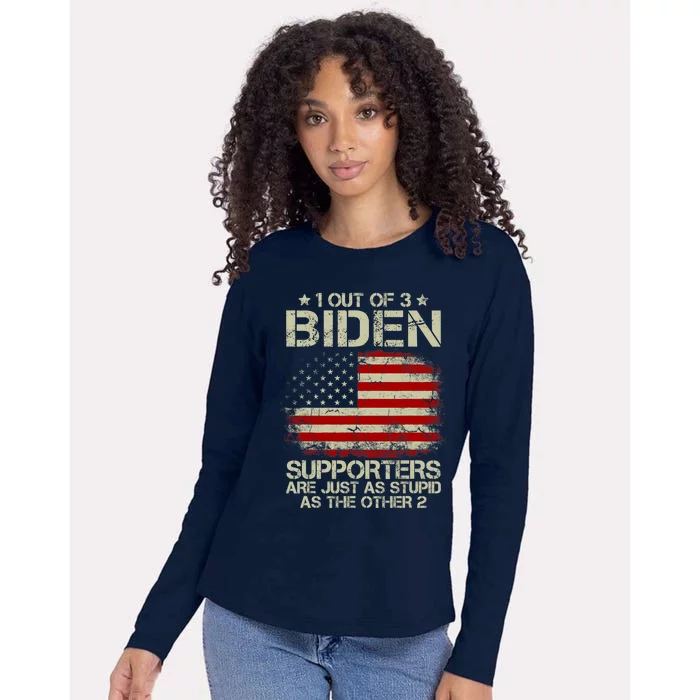 1 Out Of 3 Biden Supporters Are As Stupid As The Other 2 Womens Cotton Relaxed Long Sleeve T-Shirt