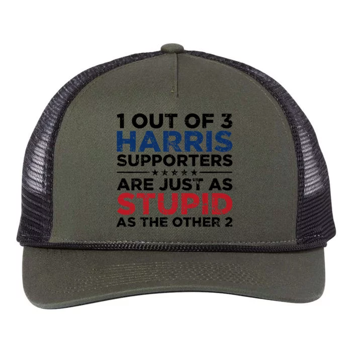 1 Out Of 3 Harris Supporters Stupid Funny Saying Retro Rope Trucker Hat Cap