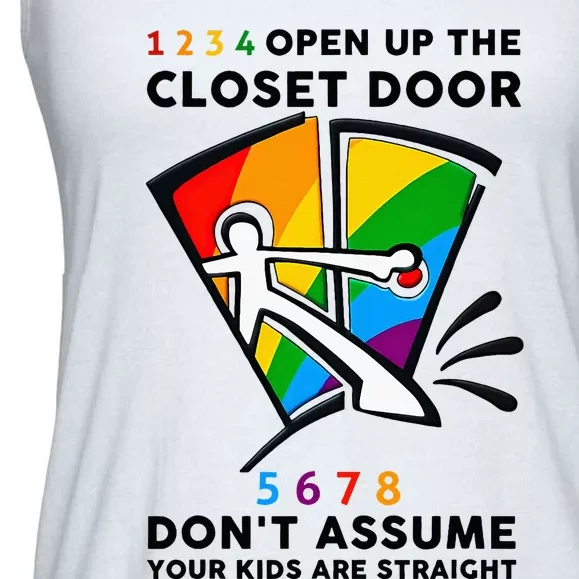 1234 Open Up The Closet Door 5678 DonT Assume Ladies Essential Flowy Tank