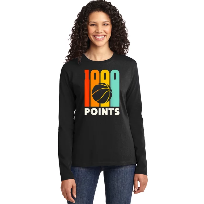 1000 Points Basketball Scorer High School S Basketball Mom Ladies Long Sleeve Shirt