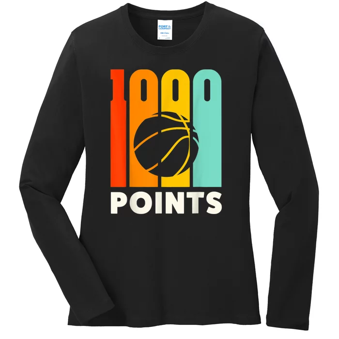 1000 Points Basketball Scorer High School S Basketball Mom Ladies Long Sleeve Shirt