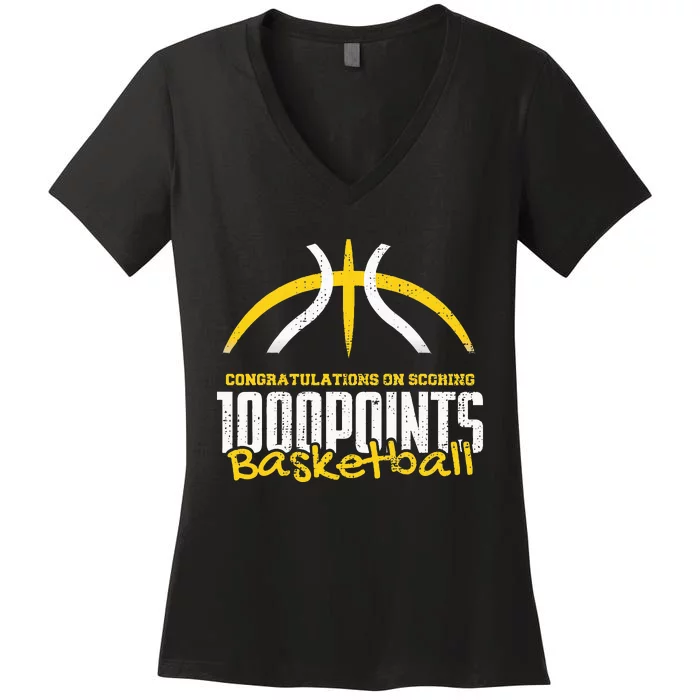 1000 Points Basketball Scorer High School Basketball Player Women's V-Neck T-Shirt