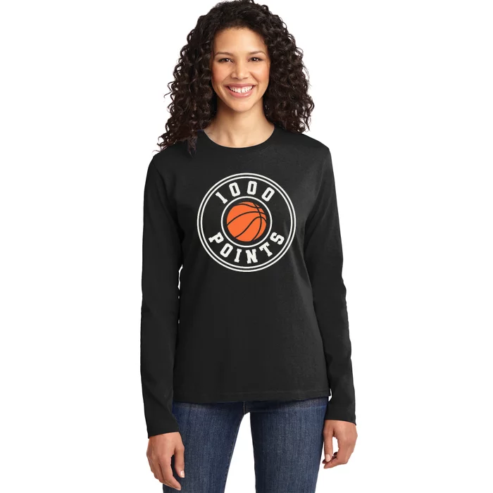 1000 Points Basketball Scorer High School Basketball Mom Ladies Long Sleeve Shirt