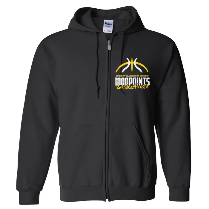 1000 Points Basketball Scorer High School Basketball Player Full Zip Hoodie