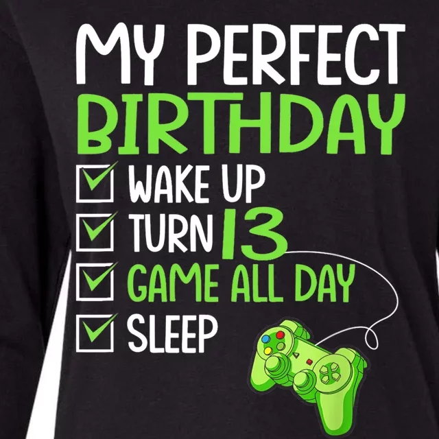 13th Perfect Birthday Boys Gaming 13 Years Old Gifts Gamer TShirt Womens Cotton Relaxed Long Sleeve T-Shirt