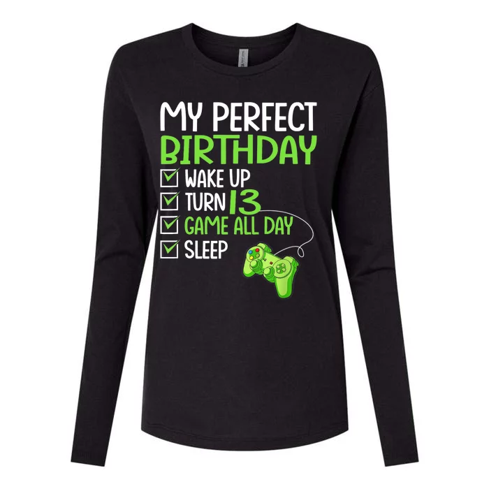 13th Perfect Birthday Boys Gaming 13 Years Old Gifts Gamer TShirt Womens Cotton Relaxed Long Sleeve T-Shirt