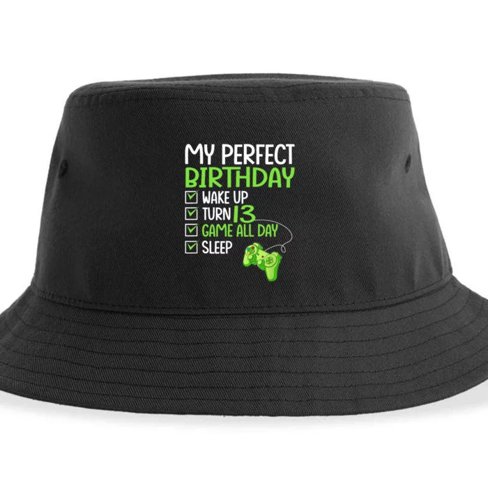 13th Perfect Birthday Boys Gaming 13 Years Old Gifts Gamer TShirt Sustainable Bucket Hat