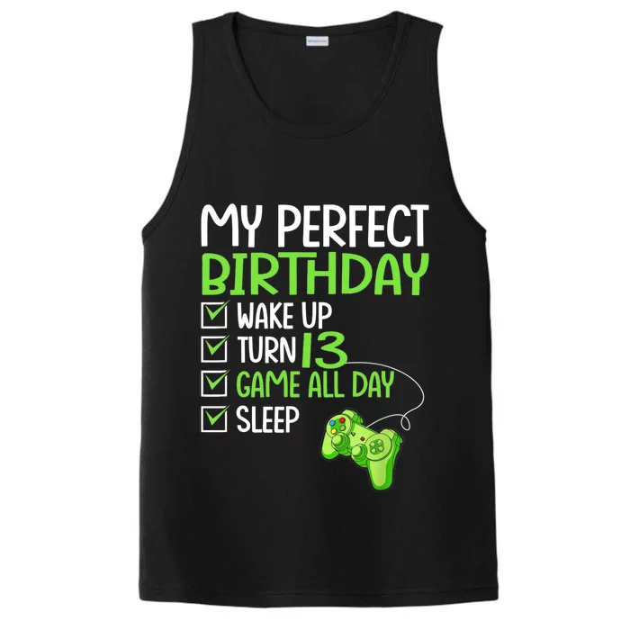 13th Perfect Birthday Boys Gaming 13 Years Old Gifts Gamer TShirt Performance Tank