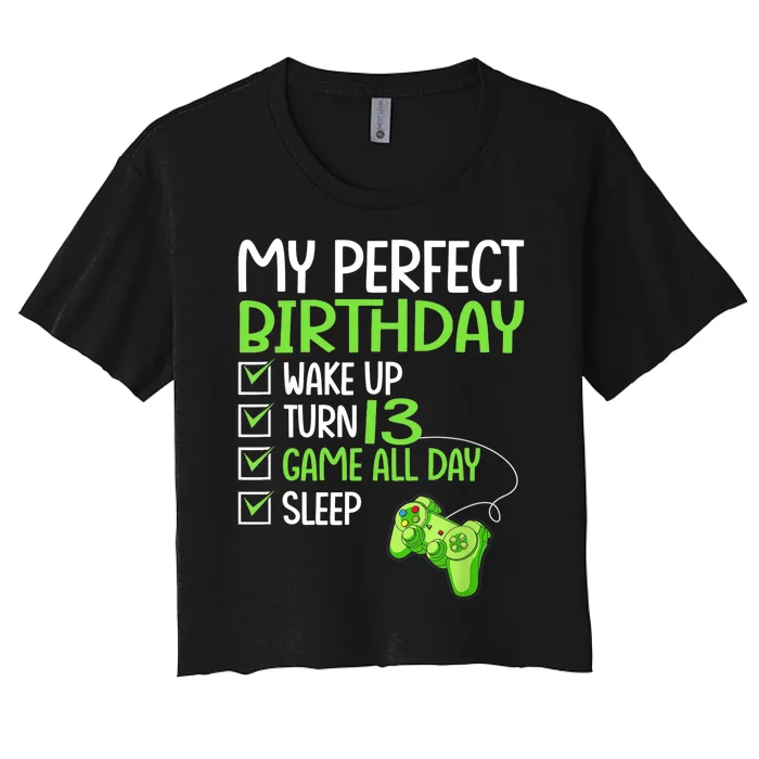 13th Perfect Birthday Boys Gaming 13 Years Old Gifts Gamer TShirt Women's Crop Top Tee