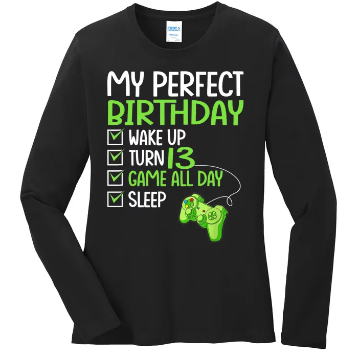 13th Perfect Birthday Boys Gaming 13 Years Old Gifts Gamer TShirt Ladies Long Sleeve Shirt