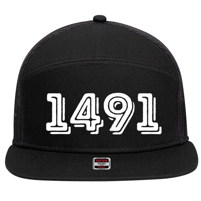 1491 Pre Columbus Decolonize Native American Indigenous 7 Panel Mesh Trucker Snapback Hat