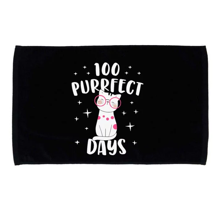 100 Purrfect Days Cat Happy 100th Day Of School Costume Microfiber Hand Towel