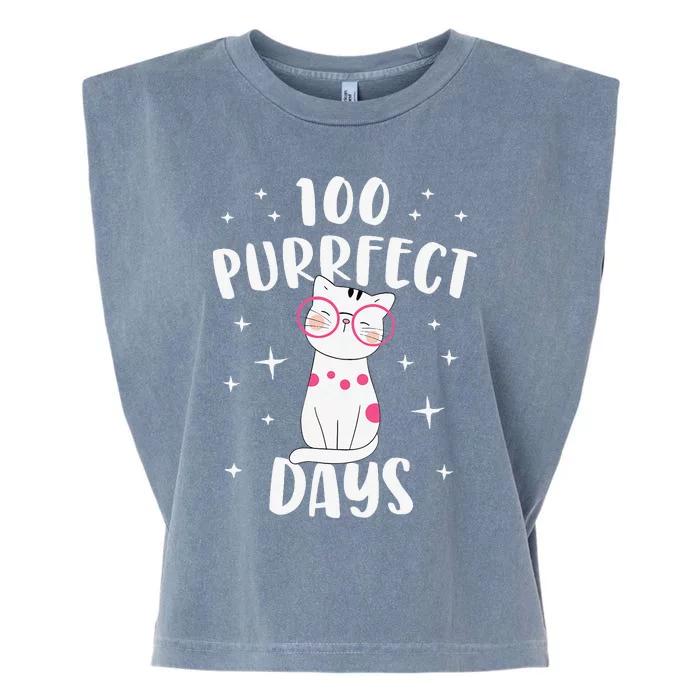 100 Purrfect Days Cat Happy 100th Day Of School Costume Garment-Dyed Women's Muscle Tee