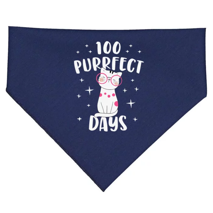 100 Purrfect Days Cat Happy 100th Day Of School Costume USA-Made Doggie Bandana