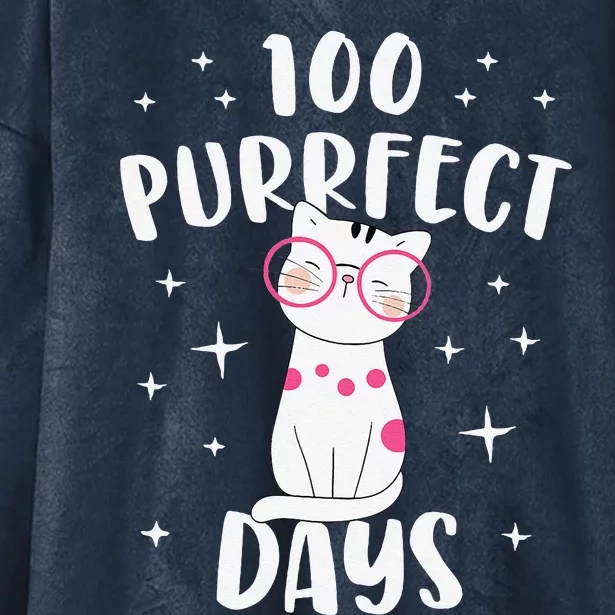 100 Purrfect Days Cat Happy 100th Day Of School Costume Hooded Wearable Blanket