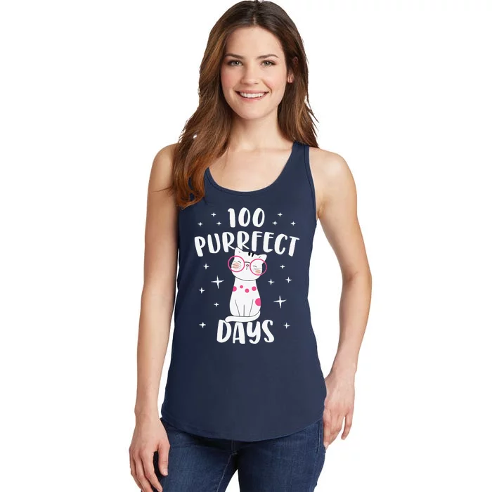 100 Purrfect Days Cat Happy 100th Day Of School Costume Ladies Essential Tank