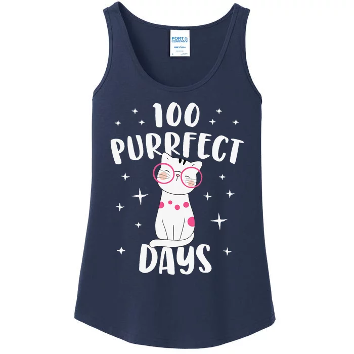 100 Purrfect Days Cat Happy 100th Day Of School Costume Ladies Essential Tank