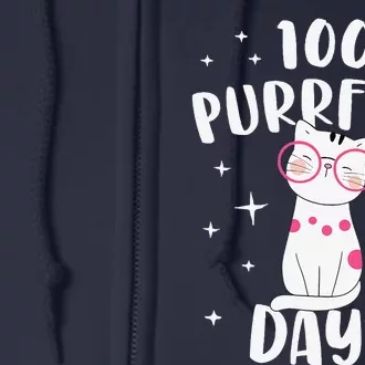 100 Purrfect Days Cat Happy 100th Day Of School Costume Full Zip Hoodie