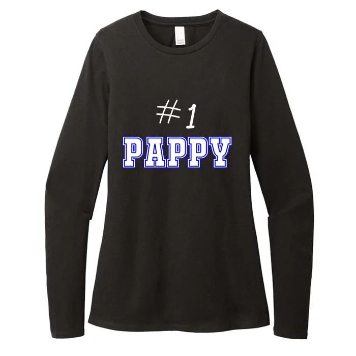 #1 Pappy Fathers Day Present Daddy Pa American Dad Cute Gift Womens CVC Long Sleeve Shirt