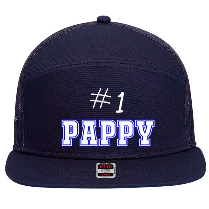 #1 Pappy Fathers Day Present Daddy Pa American Dad Cute Gift 7 Panel Mesh Trucker Snapback Hat