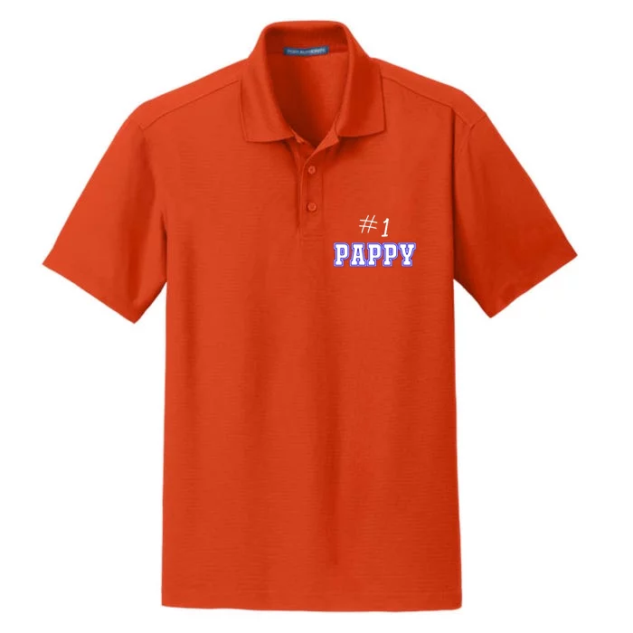 #1 Pappy Fathers Day Present Daddy Pa American Dad Gift Dry Zone Grid Performance Polo