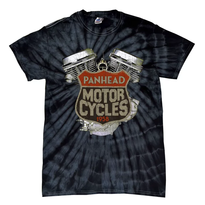 1958 Panhead Motorcycle Vintage Distressed Biker Chopper Rat Tie-Dye T-Shirt