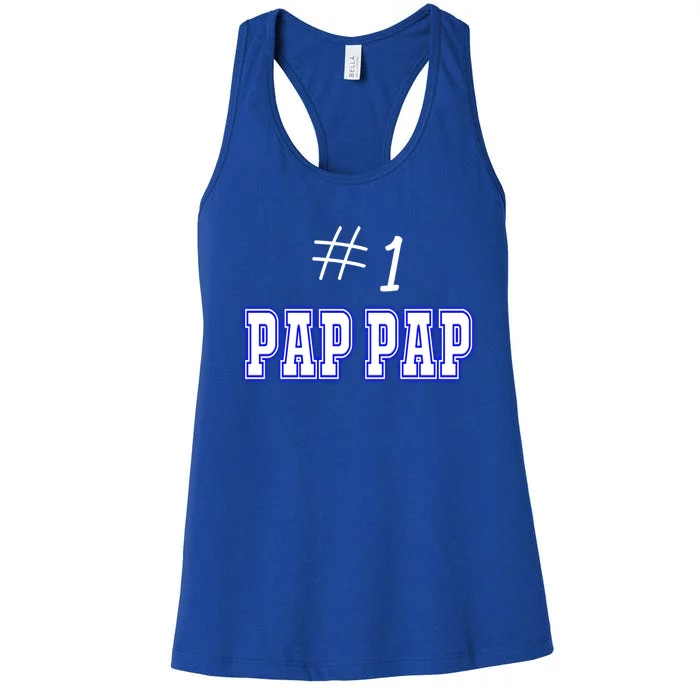 #1 Pap Pap Grandfather Granddad American Grandpa Gift Women's Racerback Tank