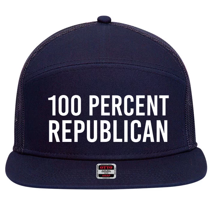 100 Percent Republican, Republican Gift 7 Panel Mesh Trucker Snapback Hat