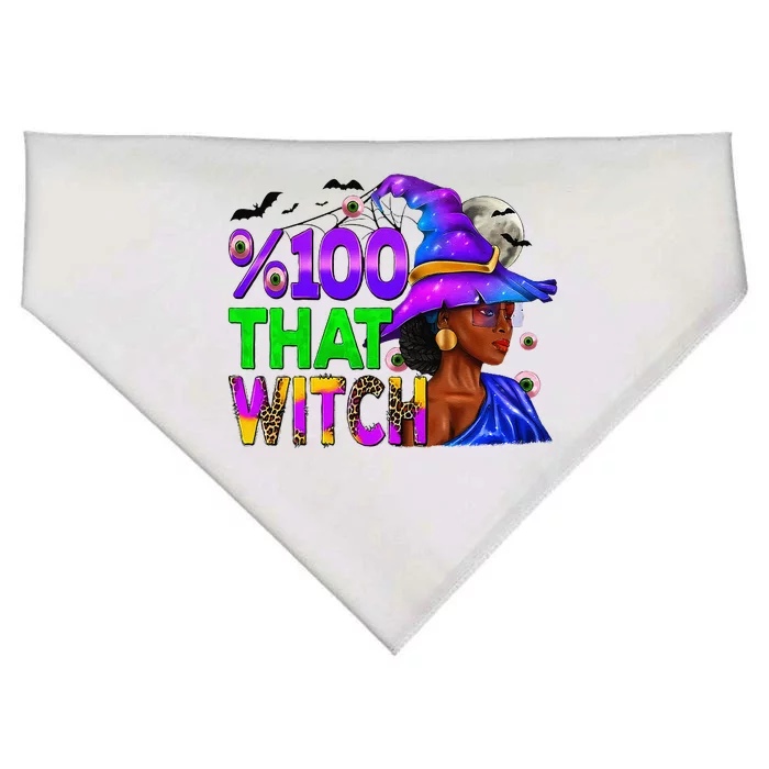 100 Percent That Witch Black Afro Witch Halloween USA-Made Doggie Bandana