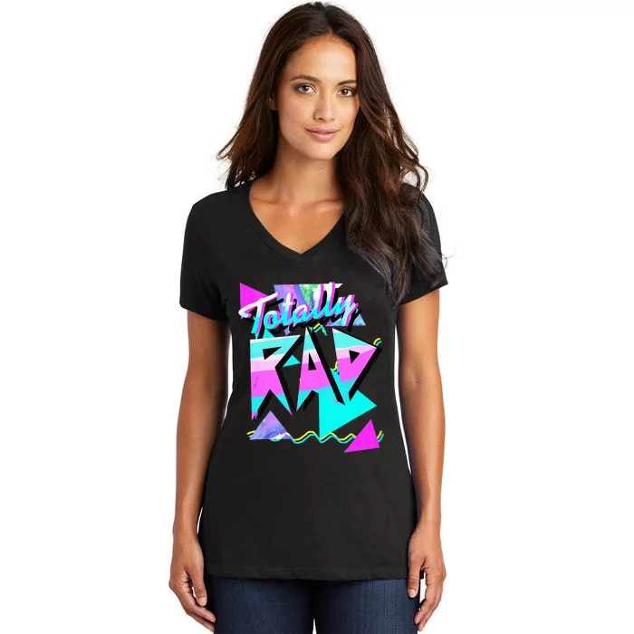 1980s Party Theme Style Totally Rad 80s Casual Hipster V.10 Women's V-Neck T-Shirt