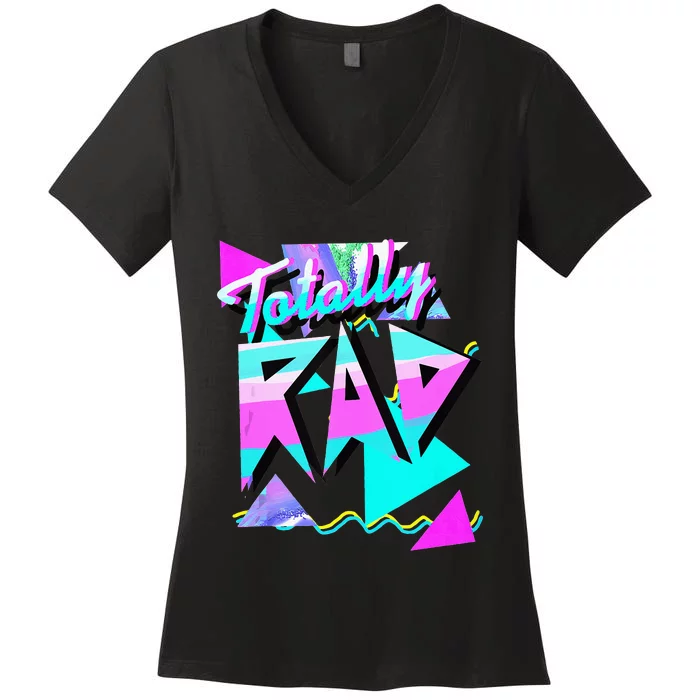 1980s Party Theme Style Totally Rad 80s Casual Hipster V.10 Women's V-Neck T-Shirt