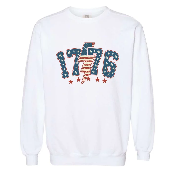 1776 Patriotic Vintage Style Usa 4th Of July Garment-Dyed Sweatshirt