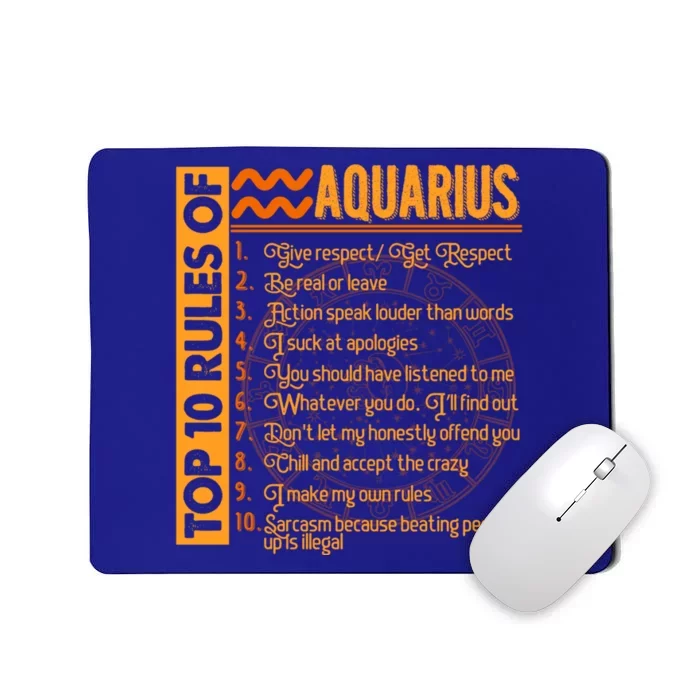 10 Rules Aquarius Symbols Horoscope Zodiac Sign Astrologer Funny Gift Mousepad