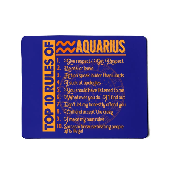 10 Rules Aquarius Symbols Horoscope Zodiac Sign Astrologer Funny Gift Mousepad