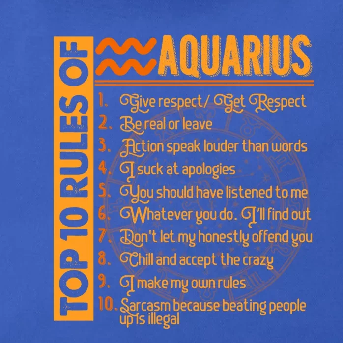 10 Rules Aquarius Symbols Horoscope Zodiac Sign Astrologer Funny Gift Zip Tote Bag