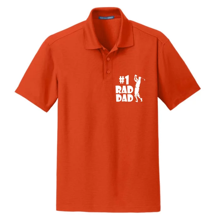 #1 Rad Dad Golf Print For Dads And Fathers Great Gift Dry Zone Grid Performance Polo