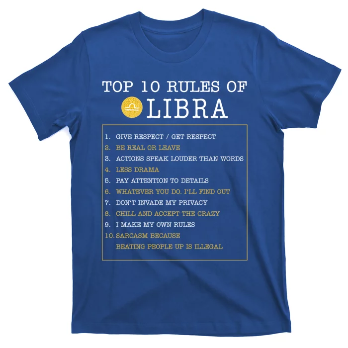 10 Rules Of Libra Horoscope Zodiac Astrological Sign Gift T-Shirt