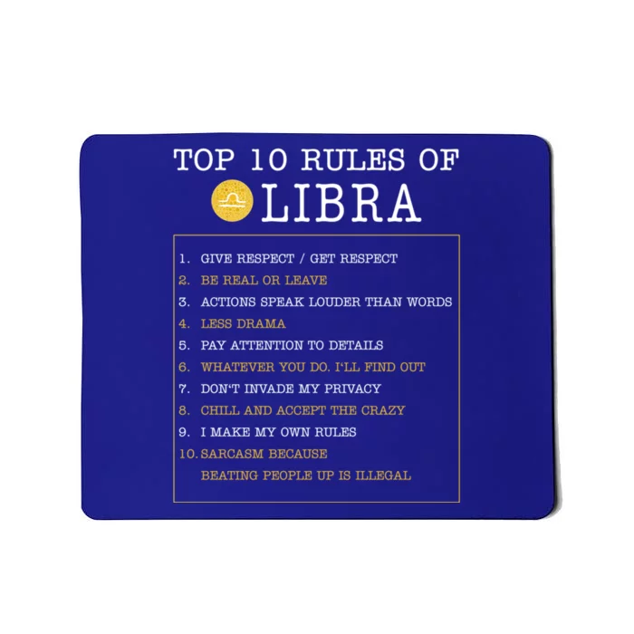 10 Rules Of Libra Horoscope Zodiac Astrological Sign Gift Mousepad