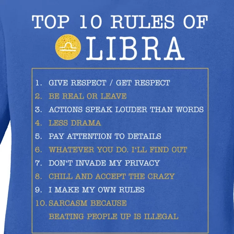 10 Rules Of Libra Horoscope Zodiac Astrological Sign Gift Ladies Long Sleeve Shirt