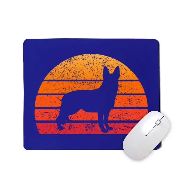 1980s Retro Sun Dog Outline Ger Shepherd Gift Mousepad