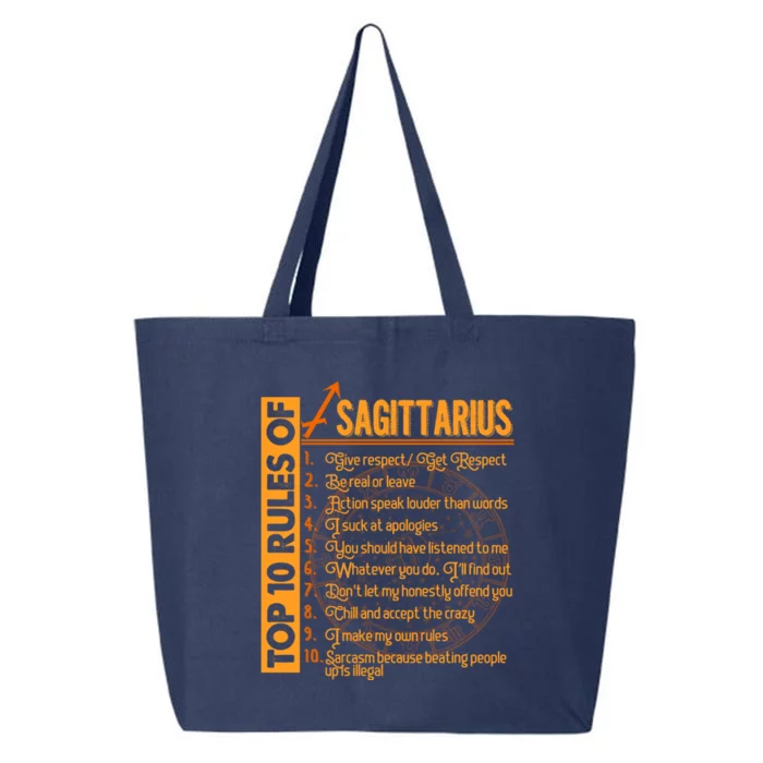 10 Rules Sagittarius Symbol Horoscope Zodiac Sign Astrologer Meaningful Gift 25L Jumbo Tote