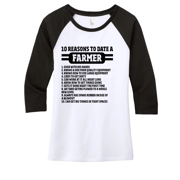 10 Reasons To Date A Farmer Funny Farming Humor For Men Women's Tri-Blend 3/4-Sleeve Raglan Shirt