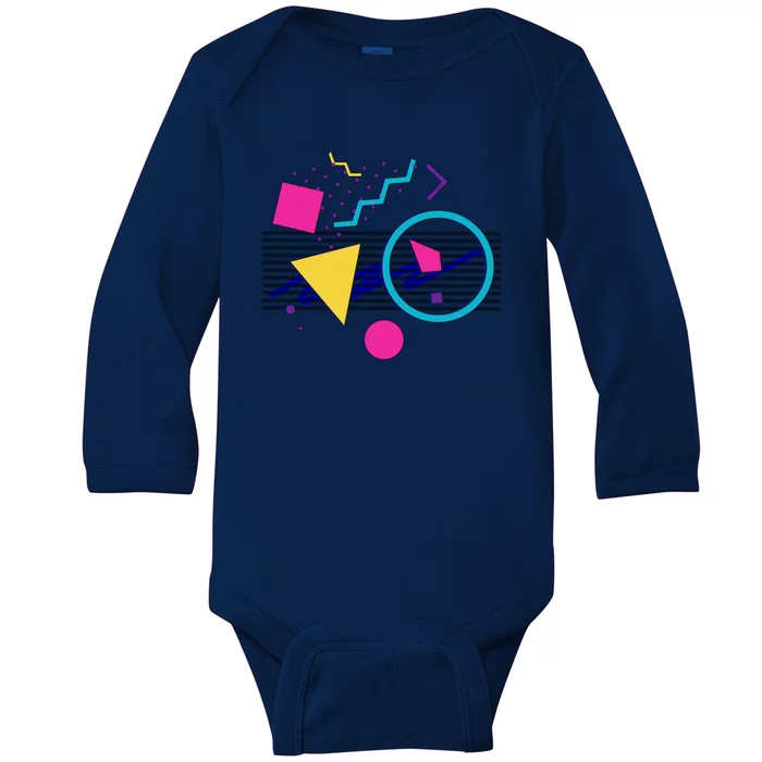 1988 Sensations 80S Retrowave Outrun Memphis Milano Style Baby Long Sleeve Bodysuit