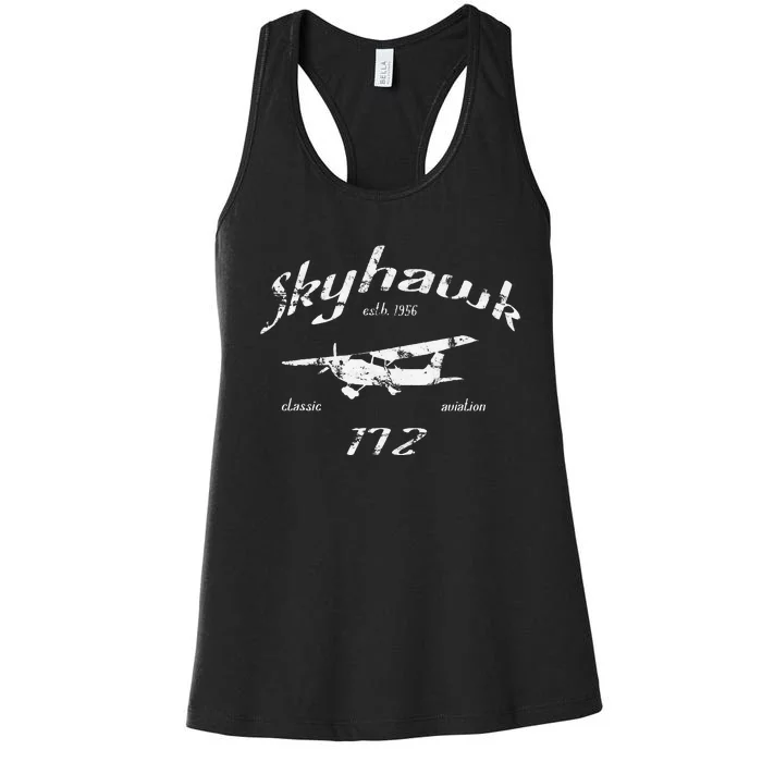 172 Skyhawk Airplane Classic Vintage Aviation Private PIlot Women's Racerback Tank