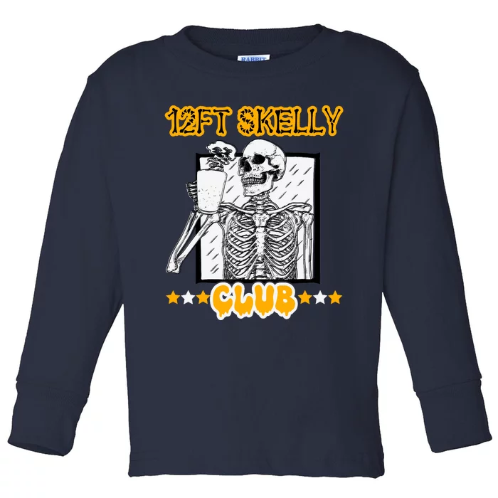 12ft Skelly Club Halloween For Coffee Lover 12 Foot Skeleton Toddler Long Sleeve Shirt