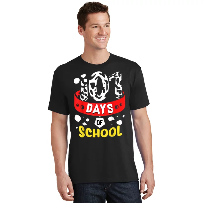 101 School Days Gift Dalmatian Dog 100th Sayings T-Shirt