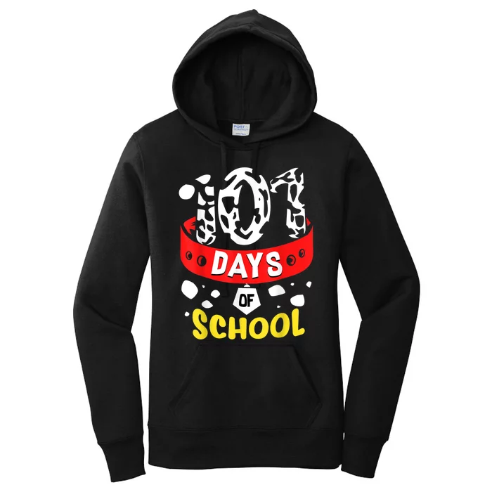 101 School Days Gift Dalmatian Dog 100th Sayings Women's Pullover Hoodie