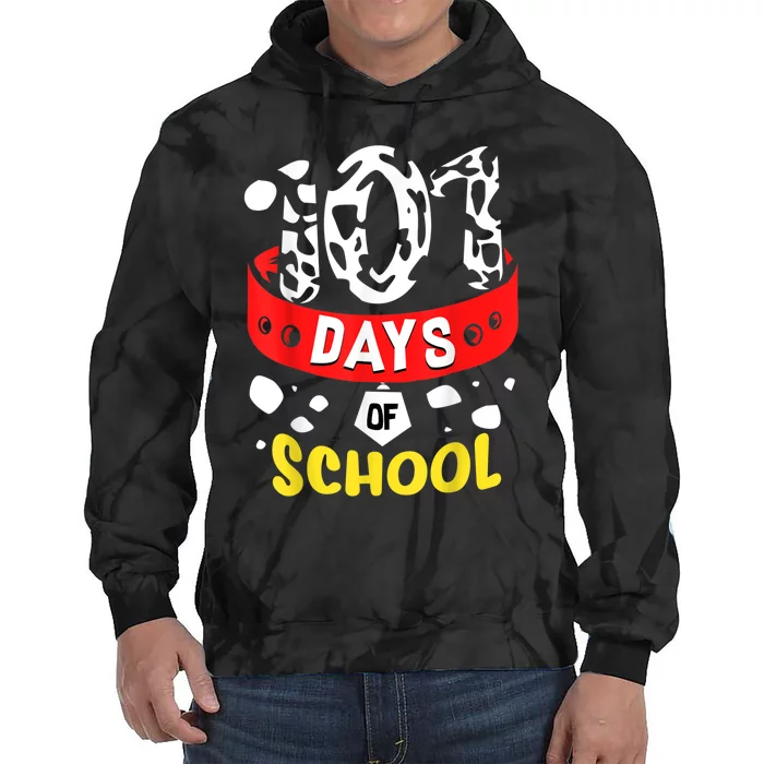 101 School Days Gift Dalmatian Dog 100th Sayings Tie Dye Hoodie