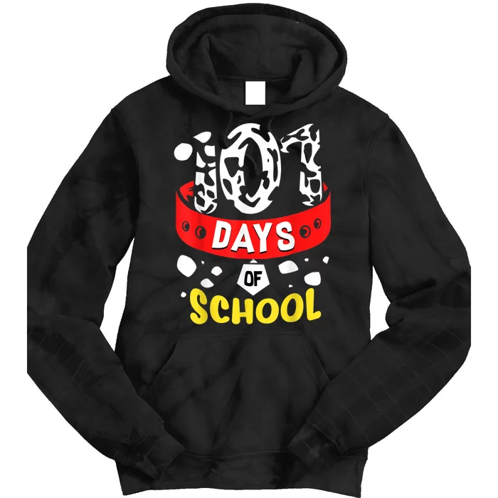 101 School Days Gift Dalmatian Dog 100th Sayings Tie Dye Hoodie